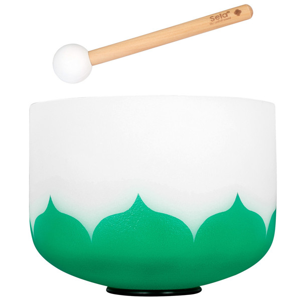 Singing Bowl Sela Crystal Lotus Series SECLU10F, 432Hz, 10, Green, Heart Chakra, Incl. Wood Mallet, D