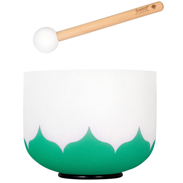 Singing Bowl Sela Crystal Lotus Series SECL8F, 440Hz, 8, Green, Heart Chakra, Incl. Wood Mallet, F