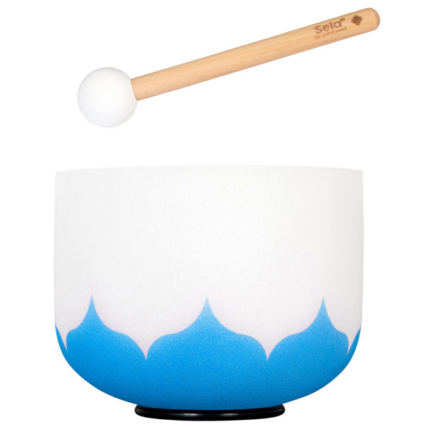 Singing Bowl Sela Crystal Lotus Series SECLU8G, 432Hz, 8, Blue, Throat Chakra, Incl. Wood Mallet, G