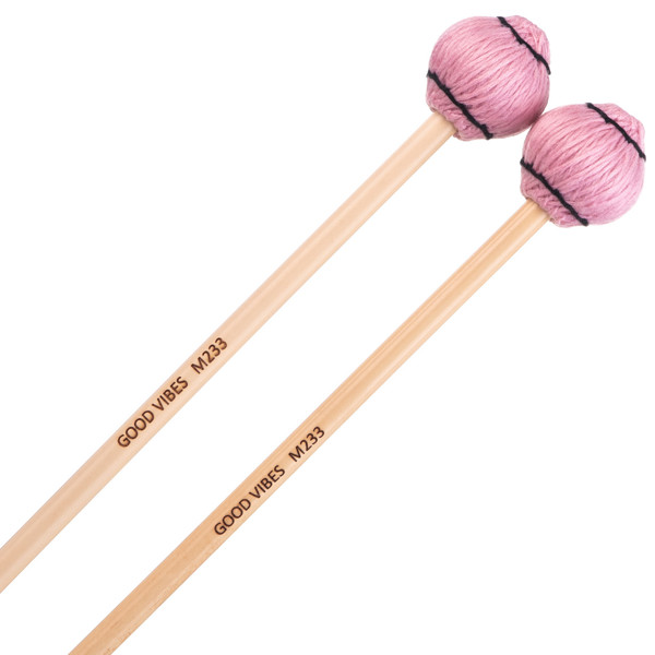 Vibrafonkøller Musser M233, Yarn, Good Vibes, Rattan Handle, Medium Soft, 1 3/8, Pink, Set of 4