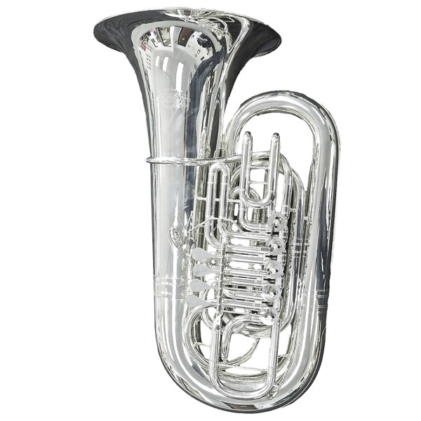 Tuba F Adams Solo 4/4, 5 Rotary valves, Forsølvet