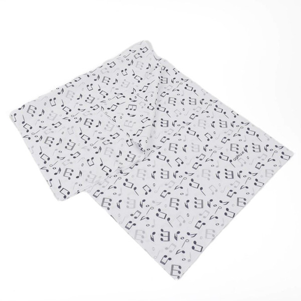 Buff - Sjal med Notemotiv, Hvit-Sort / Loop scarf Notes Black-White