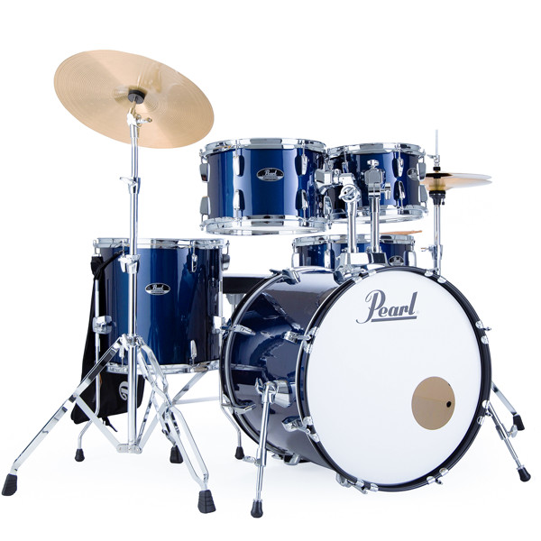 Slagverk Pearl Roadshow RS505C/C743, 20  m/Stativer, Cymbaler og Stol, Chrome Hwd, Royal Blue Metallic