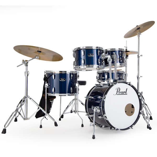 Slagverk Pearl Roadshow RS585BC/C743, 18 m/Stativer, Cymbaler og Stol, Chrome Hwd, Royal Blue Metallic