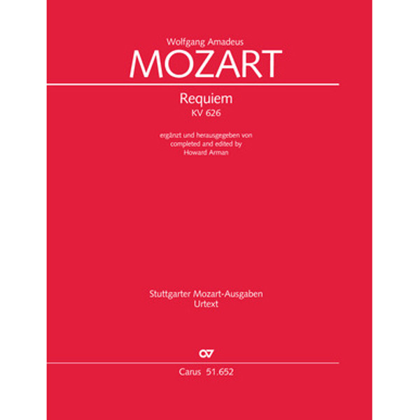 Requiem K626, Wolfgang Amadeus Mozart. Full Score. Howard Arman version