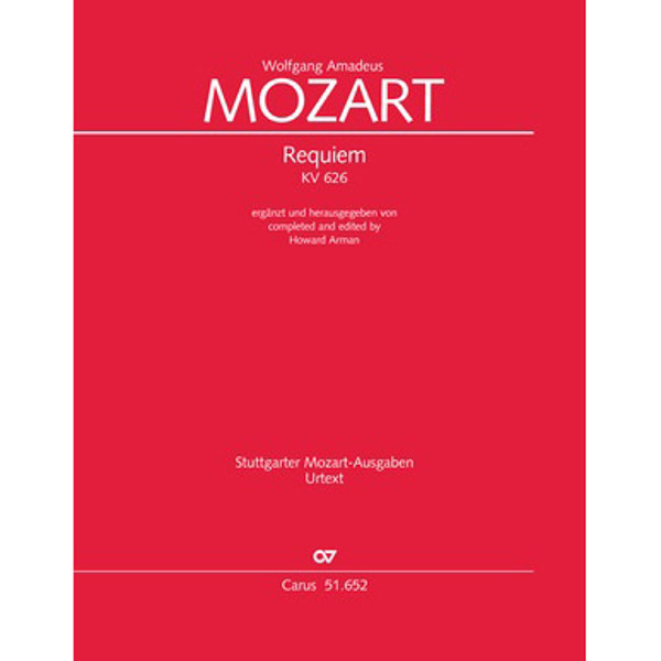 Requiem K626, Wolfgang Amadeus Mozart. Orchestral Parts. Howard Arman version *In preparation