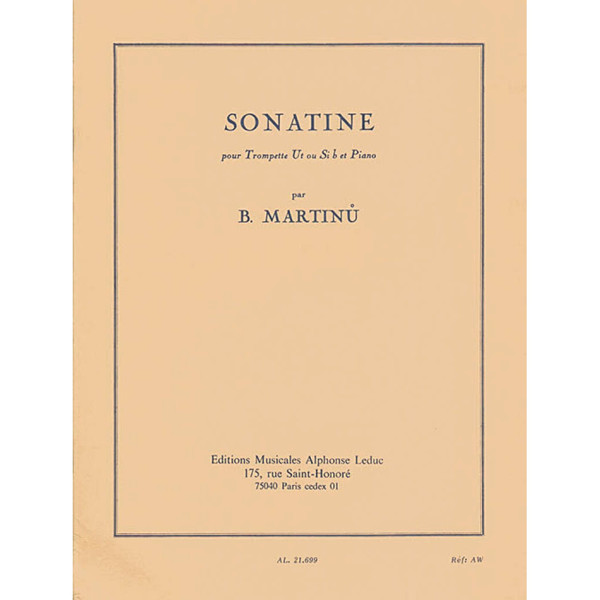 Sonatine for Trumpet and Piano, Martinu Bohuslav