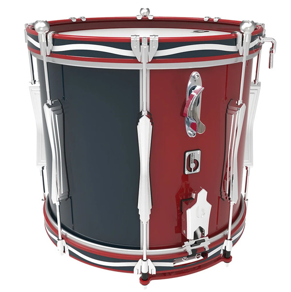 Paradetromme British Drum Co. Regimental RS1-GRB, 14x12, m/Topp og Bunn Seider, Aluminum Hoops, Gloss Red/Blue