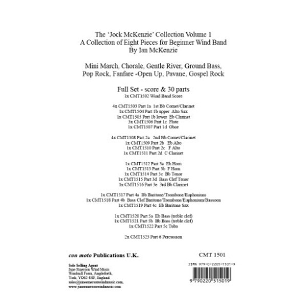 Jock McKenzie Collection 1 Full set Wind Band. Score and 30 Parts Wind Band
