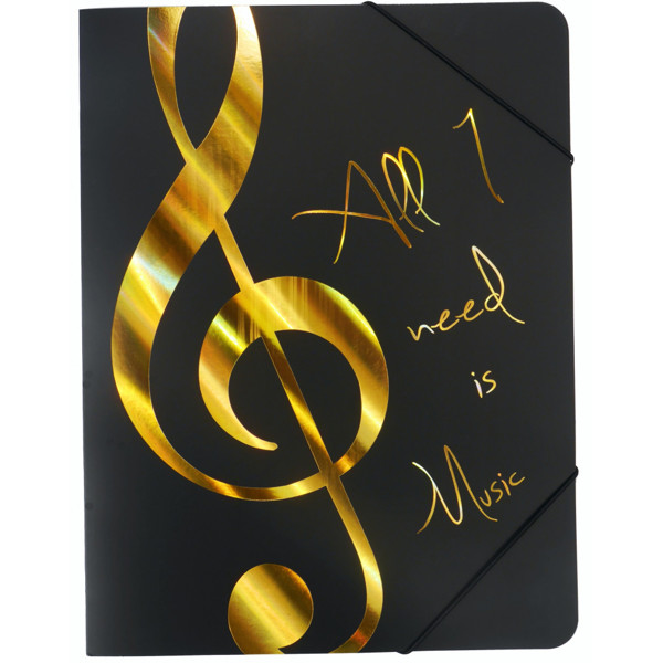 Notemappe - All I need is Music - Gold (File with elastic band)