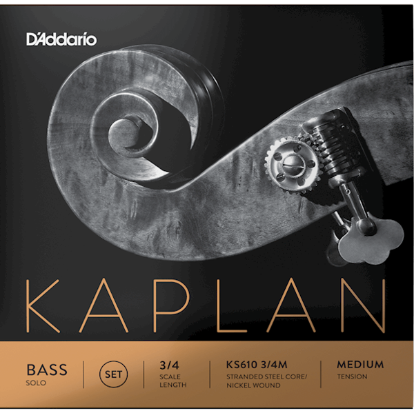Kontrabasstrenger D'Addario Kaplan Solo 3/4 Tvinnet Stål, Kule, Medium, Sett