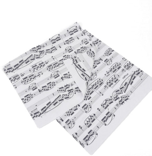 Buff - Sjal med Pianonotemotiv, Hvit-Sort / Loop scarf Sheet Music Black-White
