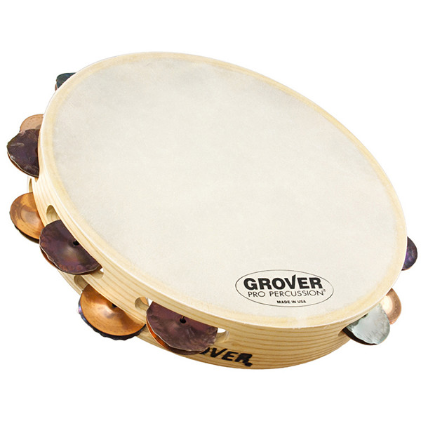 Tamburin Grover T2/HTSPH-B, Custom Dry Silver/Bronze Jingles m/Bag 10, Bantamweight, Calf Head