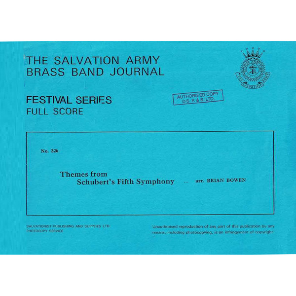 Themes from Schubert's Fifth Symphony, Franz Schubert arr. Brian Bowen. Brass Band