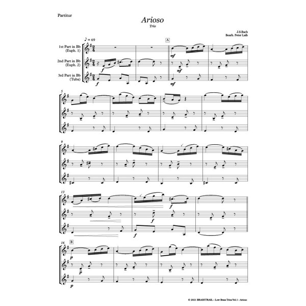 Low Brass Trios Vol. 1 Arioso & Eine Kleine Nachtmusik. Euphonium/Tuba