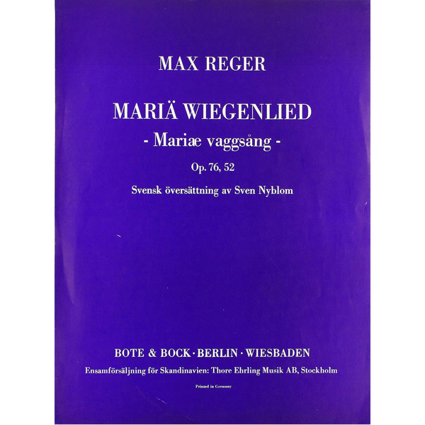 Maria Wiegenlied Op. 76/52, Max Reger. SSA. Piano-/Orgelpartitur