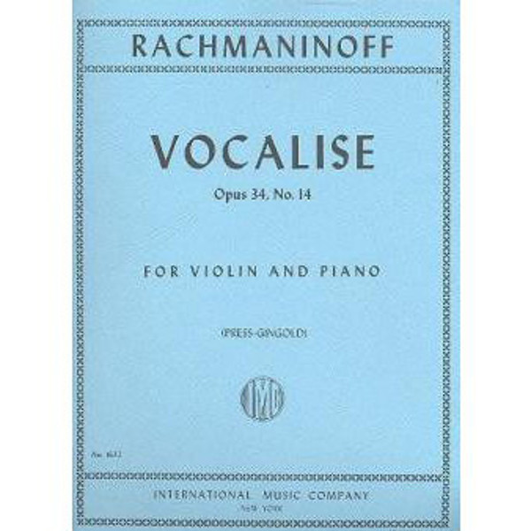 Vocalise Op.34 No.14 Violin and Piano, Sergej Rachmaninoff