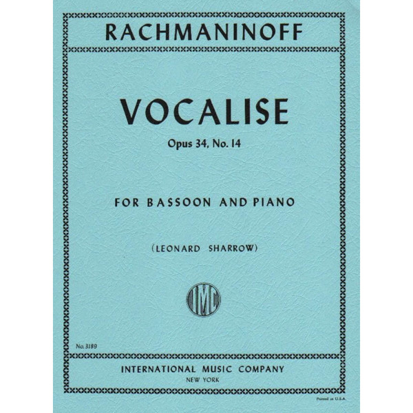 Vocalise Op.34 No.14 Bassoon and Piano, Rachmaninoff
