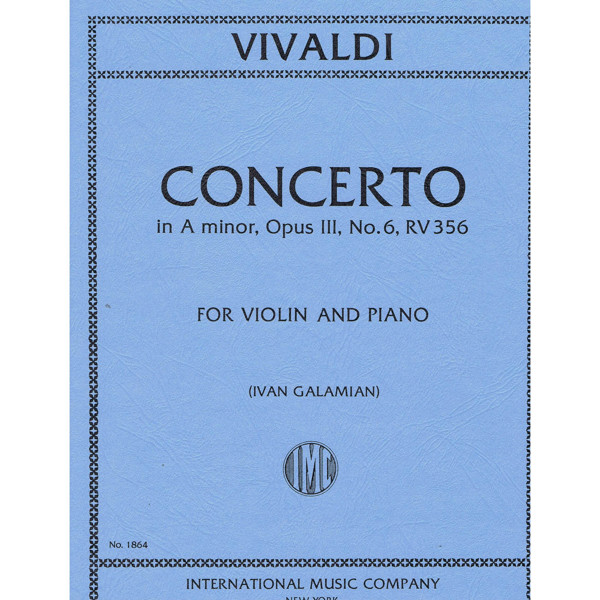 Violin Concerto A-min op.3/6 RV356, Violin and Piano. Vivaldi