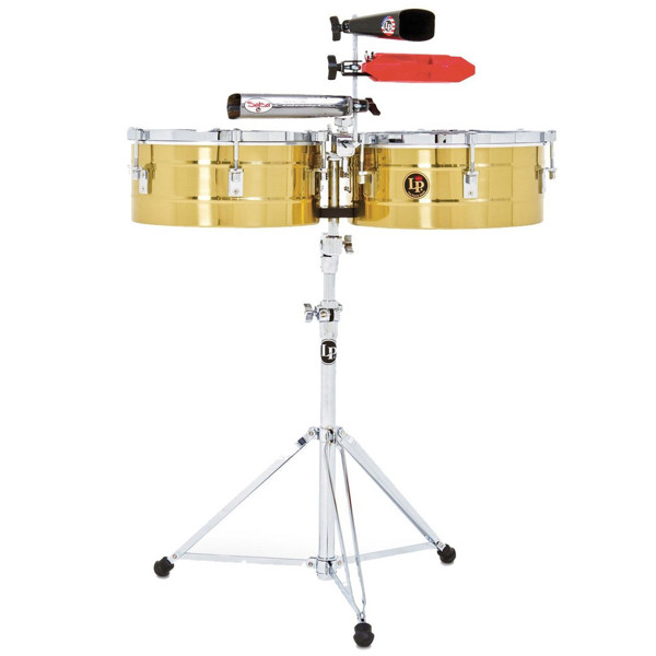 Timbales LP, LP1314-B, 13-14 Prestige Brass m/Stativ