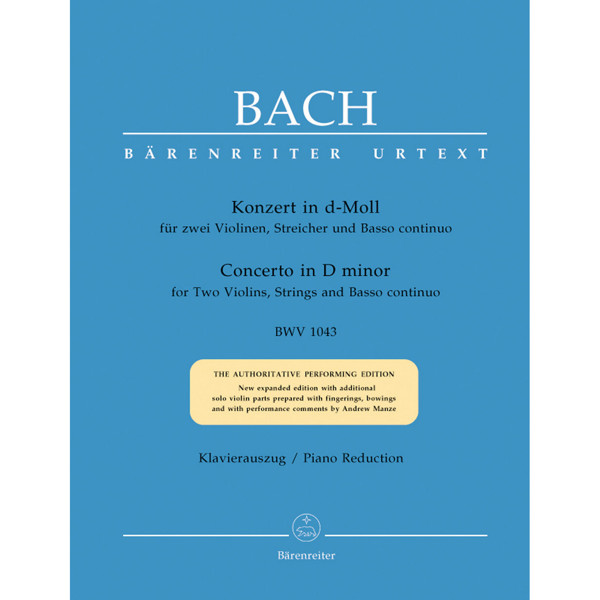 Concerto for two Violins, Strings and Basso continuo in D minor BWV 1043, Johann Sebastian Bach. Piano Reduction 2 violins and Piano