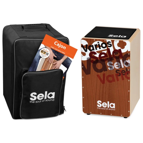 Cajon Sela Varios Series SE-092, Bundle w/Multilingual Method, Brown Graphic