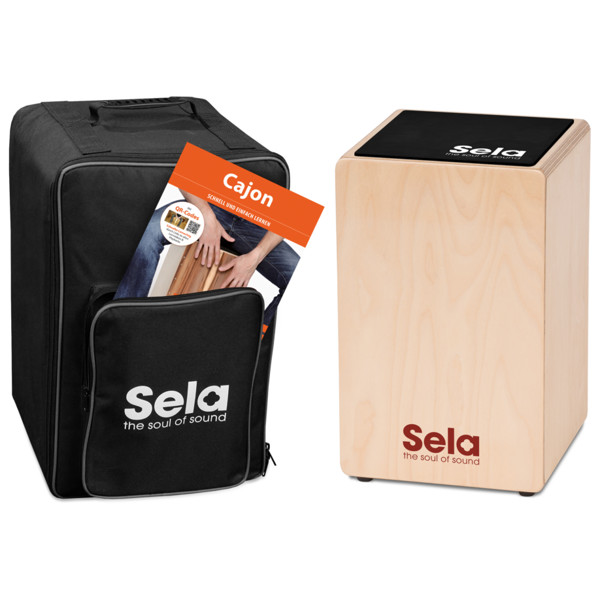 Cajon Sela Primera Series SE-119, Bundle w/Multilingual Method, Natural