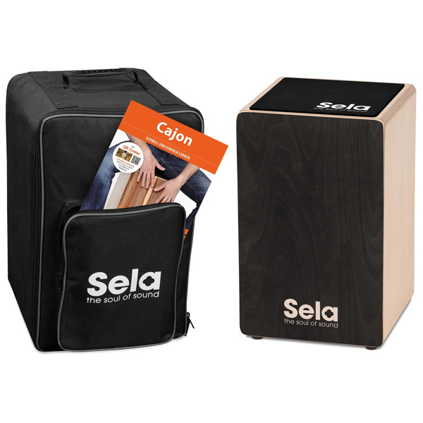 Cajon Sela Primera Series SE-120, Bundle w/Multilingual Method, Black