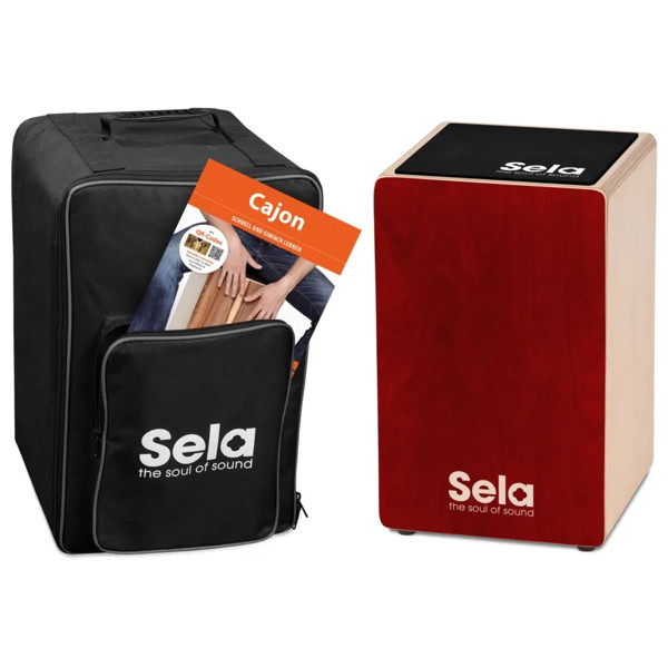 Cajon Sela Primera Series SE-184, Bundle w/Multilingual Method, Red