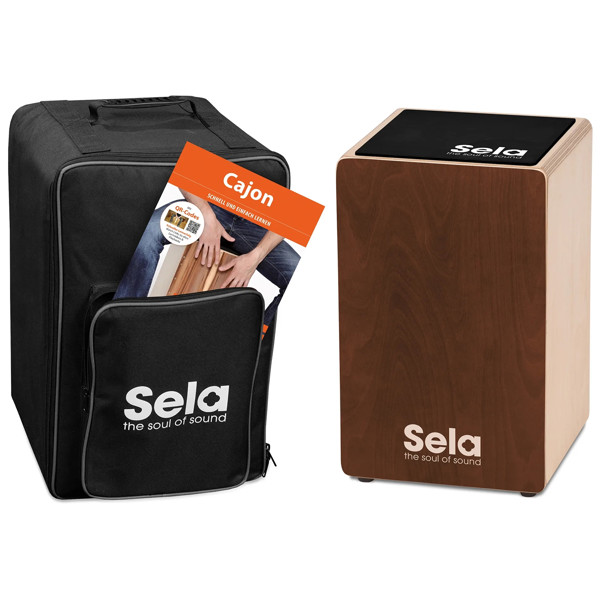 Cajon Sela Primera Series SE-190, Bundle w/Multilingual Method, Brown