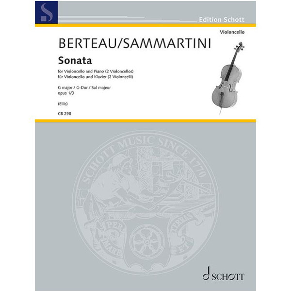 Sonata G-dur Opus 1/3, Martin Berteau/Guiseppe Sammartini. Cello and Piano