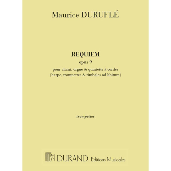 Maurice Durufle: Requiem Opus 9. Part Trumpet 1+2