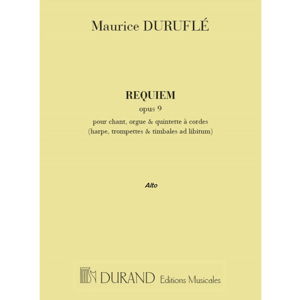 Maurice Durufle: Requiem Opus 9. Part Alto (Viola)