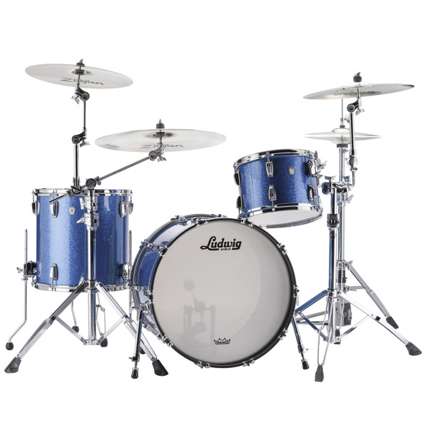 Slagverk Ludwig Legacy Maple Pro Beat 24 Shell Pack, m/Classic Mount, Blue Sparkle