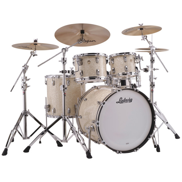 Slagverk Ludwig Legacy Mahogany Mod 22 Shell Pack, m/Classic Mount, Vintage White Marine Pearl