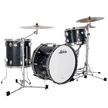 Trommesett Ludwig Classic Maple Select Limited Edition LB4233LXA8WCN, 22, Ebony Pearl Royal Street, Nickel Hardware, Single Flange Hoops