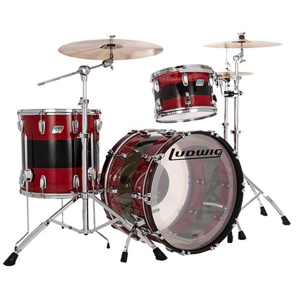 Trommesett Ludwig Vistalite Fab 22 Shell Pack, 50th Anniversary Red/Smoke