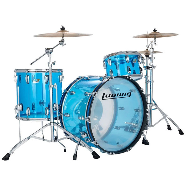 Trommesett Ludwig Vistalite Pro Beat 24 Shell Pack, Blue Vistalite