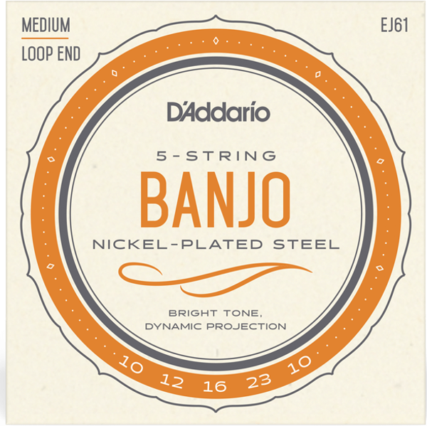 Banjostrenger D'Addario EJ61, Nikkel, 010-023 Medium