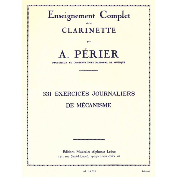 331 Exercices Journaliers de Mecanisme Clarinette. Auguste Perier