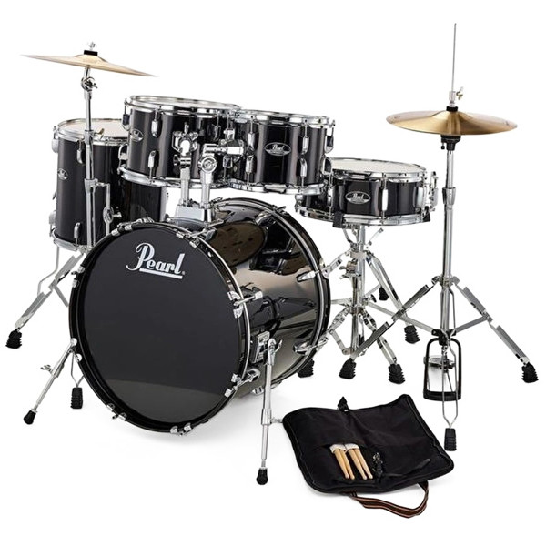 Trommesett Pearl Roadshow RS505C/C31, 20 m/Stativer, Cymbaler og Stol, Chrome Hwd, Jet Black