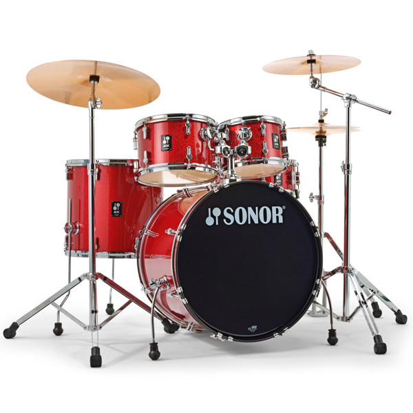 Trommesett Sonor AQX Stage Set, 5 Pc, 22, Black Midnight Sparkle, m/Stativer og Cymbaler