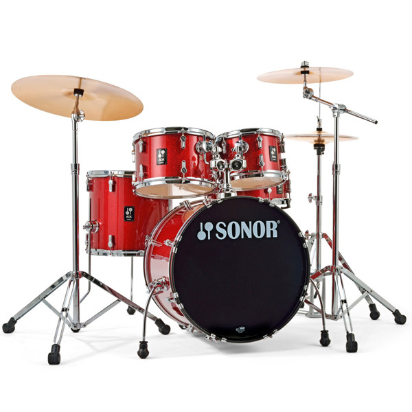 Trommesett Sonor AQX Studio Set, 5 Pc, 20, Red Moon Sparkle, m/Stativer og Cymbaler
