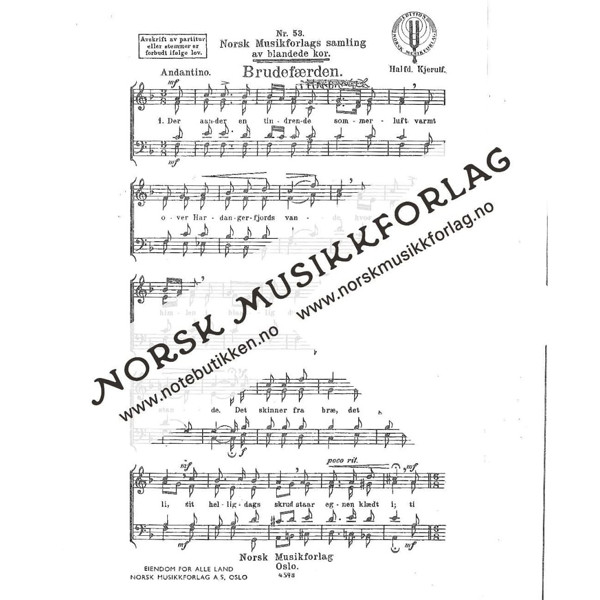 Brudeferden i Hardanger, Halfdan Kjerulf. SATB