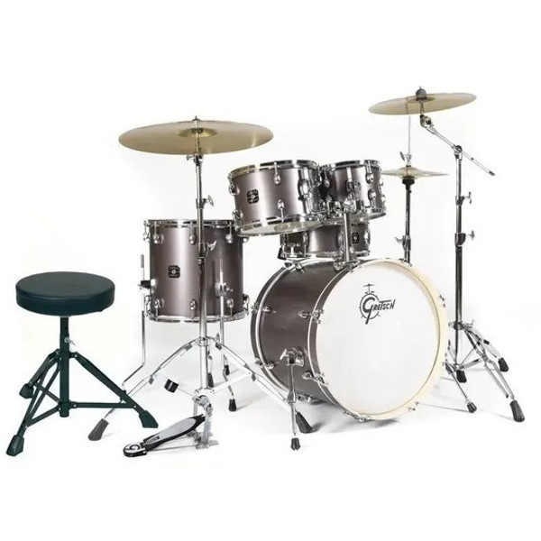 Trommesett Gretsch Energy GEX-4E605R-5GS, 20 m/Stativer & Cymbaler, Grey Steel