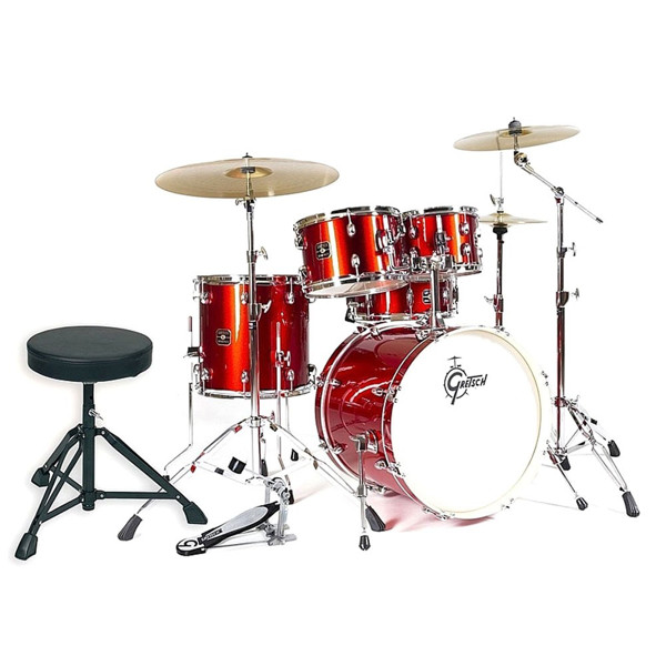 Trommesett Gretsch Energy GEX-4E825R-4R, 22 m/Stativer & Cymbaler, Red