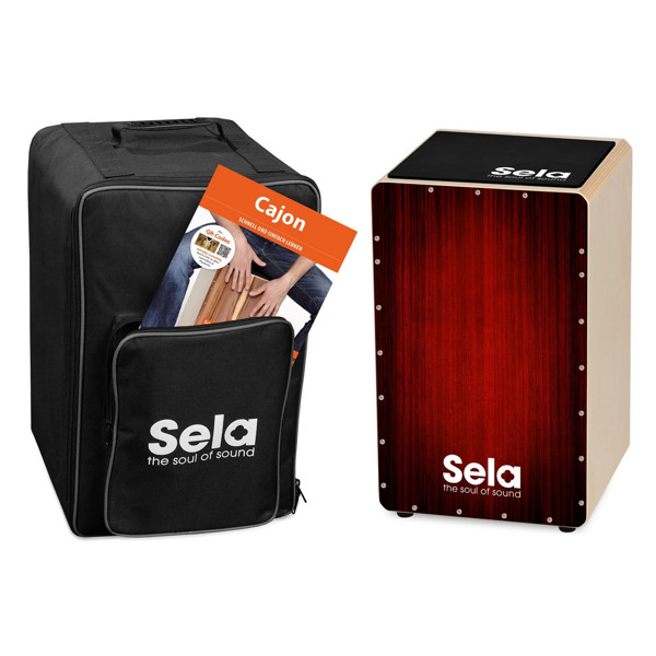 Cajon Sela Varios Series SE-060, Bundle w/Multilingual Method, Red Graphic