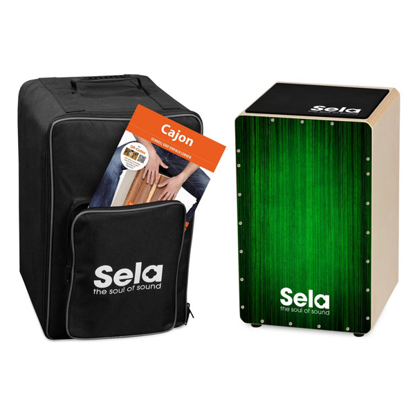 Cajon Sela Varios Series SE-063, Bundle w/Multilingual Method, Green Graphic
