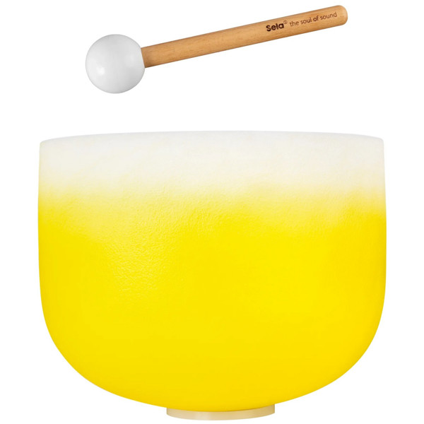 Singing Bowl Sela Crystal Chakra Series SECCU12E, 432Hz, 12, Incl. Mallet, Yellow-Solar Plexus, E