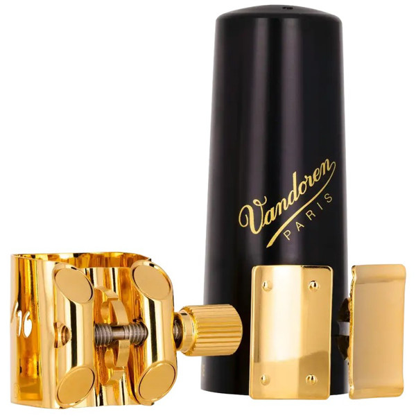 Ligature og Rørhette Sopransaksofon Vandoren V16 Optimum Metall (Hette Plast)